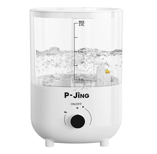 Image of P-JING Humidifier for Bedroom, 2.6L Cool Mist Humidifier for Large Room, Quiet Humidifiers with Night Light for Baby & Plants, Rapid Humidification & 360 Rotation Nozzle, Auto-Shut Off