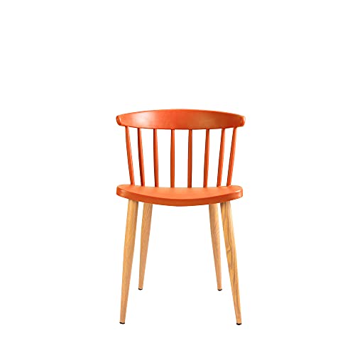 Image of Finch Fox Scandinavian Stylish & Modern Furniture Plastic Living Room Dining Chairs for Cafeteria Seating, Side, Kitchen, Restaurants, Hotels in Orange Color (Set of 4)