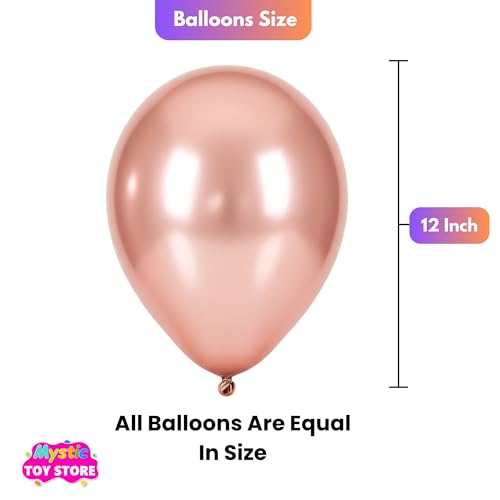 Image of 50 Pcs Rose Gold White Metallic Chrome Balloons for Birthday Decoration Items Anniversary Baby Shower Boys Girls Kids Year With Latex Transparent Metallic Balloon Happy Birthday Decoration Kit Combo