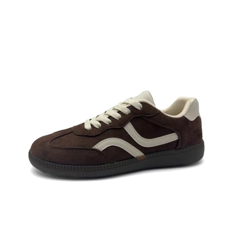 ZeroRun womens fashion sneakers retro tennis shoes women Lace-up & Slip-on casual sneakers for women Anti-Slip Rubber Sole Suitable for walking tennis casual office wear and all-day comfort (brown Adult Women 8 Numeric US Footwear Size System Medium)
