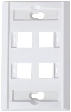 PLATE-ID-4-WH Keystone Wall Plate with Icon Tabs, 4-Port, White