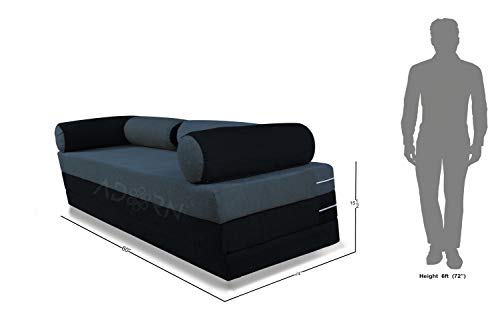 Image of Adorn India Easy Deewan Cumbed(Dark Grey & Black)