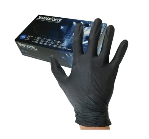 Sempermed BKNF104, SemperForce Black Nitrile Glove, 4 mil, Powder-Free, L, 100 per Box