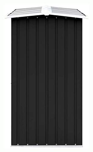 Log Rack & Carrier Accessory, Garden Log Storage Shed Galvanized Steel 129.9\"x36.2\"x60.2\" Anthracite - Thumbnail 5