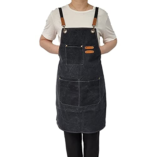 Tablier de travail en toile de coton supérieur noir durable
