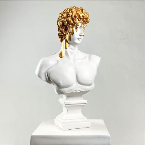 Exquisite Handcrafted David Gold Drip Pop Art Bust – Large Contemporary Greek Roman Mythology Sculpture for Luxe Home Decor – Unique NOVAMYTH Artisan Masterpiece - Image 3
