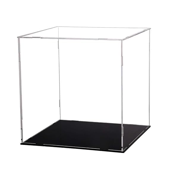 Image of Clear Acrylic Display Case 10 x 10 x 10 Inch | Self Assemble Display Box with Black Base | Dustproof Showcase for Collectibles Figurines | Memorabilia & Models