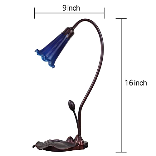 Mooview Flower Lamp Table Lamp Stained Glass Included 4 Lampshade Bedside Lamp Reading Desk Light For Bedroom Living Room 16” Tall 1 Pcs Led Bulb(2700K E12)4 Colors #TOP4