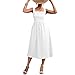 Abiti Estivi da Donna con Scollo Quadrato, Abito Lungo Senza Maniche con Cinturino per Spaghetti Boho, Abito Lungo da Spiaggia con Cinturino Casual Allentato Chiusura(L-Bianco)