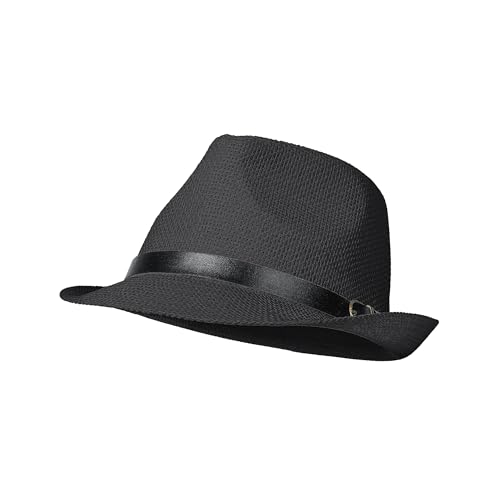 Image of Straw Trilby Fedora Hat for Men Women 1920s Panama Hat Short Brim Summer Beach Sun Hat with Band