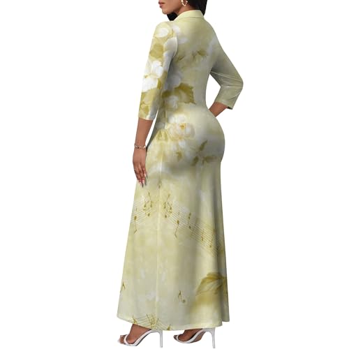 Image of PinkPatty Women's Casual 3 /4 Sleeve Polo V Neck Bodycon Maxi Dress