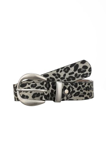 Leslii Damen Gürtel Leo 3cm Animal Print Muster-Gürtel Grau Schwarz Größe 85