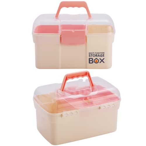 11'' Plastic Storage Box with Removable Tray, Multipurpose Organizer for Sewing, Art & Craft, Cosmetic (White) - Image 4