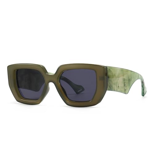 Lunettes de soleil de plage grand cadre carrées nuances vert thé pour femme