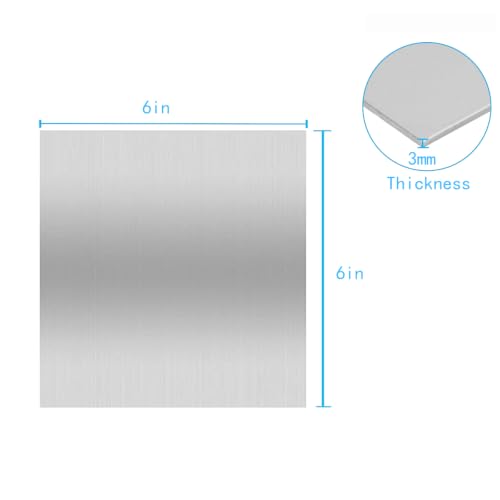 Image of 430 Stainless Steel Metal Plates,Suitable for Installation Plate Walls, Suitable for Metal Plates in processes, Kitchens, and Offices (1, 3.5mm Thick-6inch x 6inch)