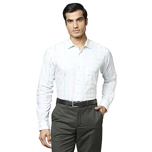Image of Park Avenue Men's Pure Cotton Checks Pattern Slim Fit Ainsley Collar Full Sleeve Formal Shirt