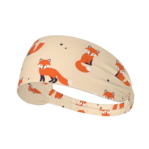 Vintage Cute Little Red Fox Workout Headbands Fashion Sports Sweatbands Yoga Hairbands for Fitness Elastic Athletic Non Slip Wicking Headscarf for Men Womens Girls Summer Accessories Elastic Bands