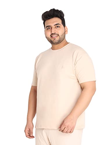 Image of CHKOKKO Men's Plus Size Terry Cotton Loose Fit Half Sleeves T-Shirt