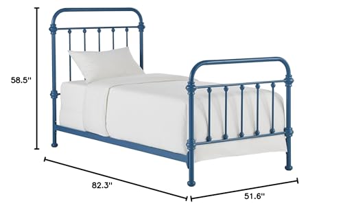 Inspire Q Giselle II Classic Blue Steel Twin Metal Bed - Farmhouse Style