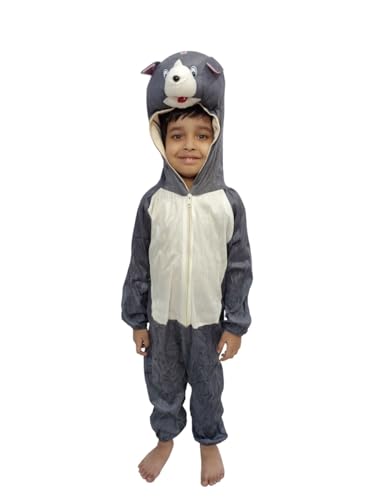 Image of BookMyCostume Grey Mischievous Cat Cartoon Kids Fancy Dress Costume 6-7 years