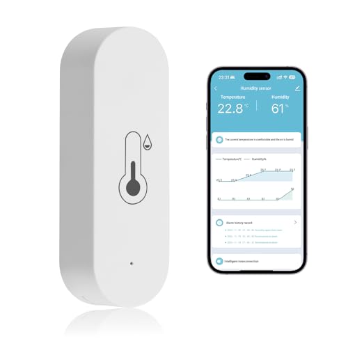 WiFi Temperature Humidity Sensor Smart Room Thermometer with Real...
