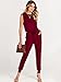 ANRABESS Womens Summer Sleeveless Jumpsuits Casual Dressy Stretchy Crewneck Rompers One Piece Outfits Fall Fashion 2025 Wine Red Small