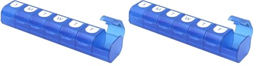Image of EZY DOSE Weekly (7-Day) Pill Organizer, Vitamin Case, and Medicine Box, X-Large Compartments, Easy Fill All Compartments at Once, Color May Vary (Pack of 2)