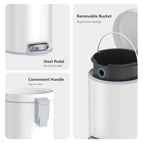 Canecas de basura combo 8 Gal + 1.3 Gal acero inoxidable blanco miniatura 5