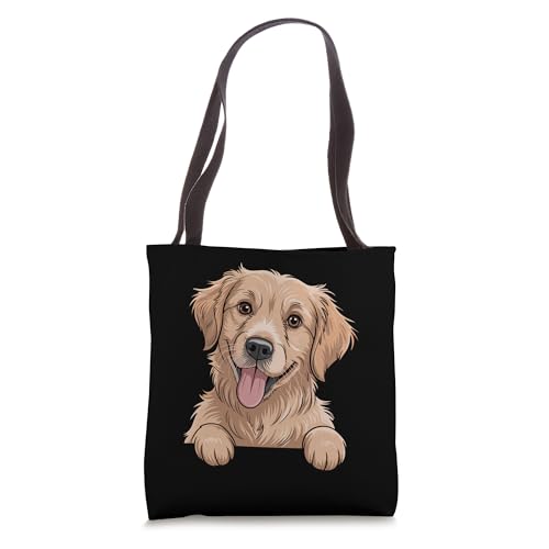Golden Retriever Mom Dad Peeking Puppy Lover Pet Funny Tote