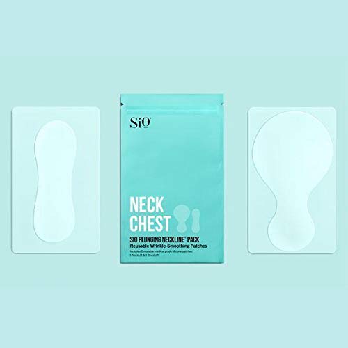 SiO Beauty Plunging Neckline - Overnight Reusable Silicone Smoothing Patches for Neck and Chest (SkinPad + Necklift)