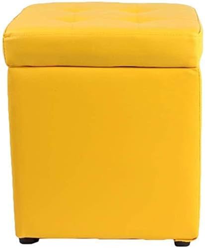 Puf cuadrado amarillo de 30 x 30 x 35 cm