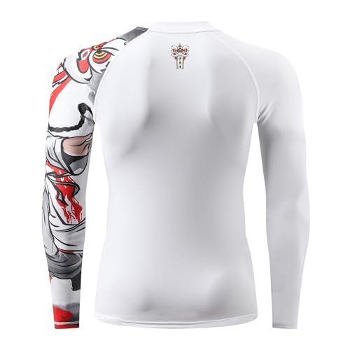 Image of HUGE SPORTS Men's Rash Guard Long Sleeves UPF 50+ UV Sun Protection Quick Drying Splice Compression Swim Shirts