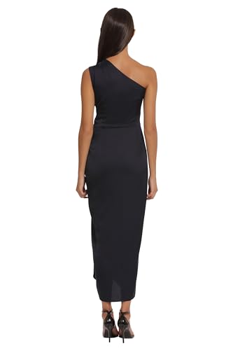 Donna Morgan Women's One Shoulder Faux Wrap Light Charmeuse Maxi with Tie Waist Occasion Event Party Guest of4