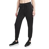 Danskin Women's Cloud High Waist Jogger Sweatpants, Black Salt, Small