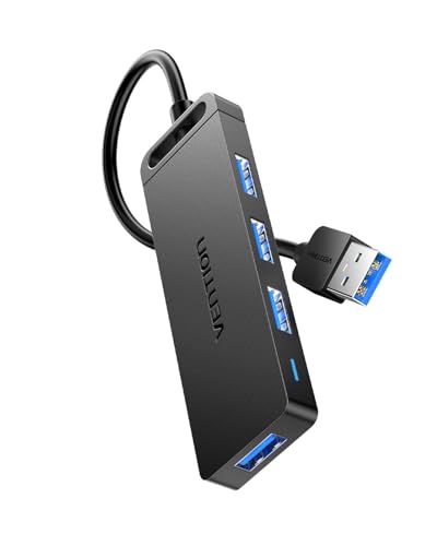 VENTION Hub USB 3.0 para laptop - divisor de porta multiUSB, adaptador extensor USB ultrafino, transferência rápida de dados de 4 portas para laptop, MacBook, impressora, PS4, PC, pen drive, HDD