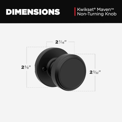Image of Kwikset Maven Decorative Door Knob for French and Closet Doors, Matte Black