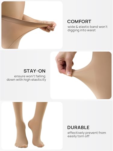 Image of MANZI Women's 2-6 Pairs Opaque Control Top Tights Comfort Stretch Pantyhose