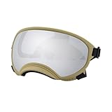 Hundebrille, Retro Hundebrille Hundebrille, Anti-UV, Starke Schlagfestigkeit, verstellbare, elastische, atmungsaktive Haustier-Sonnenbrille(Khaki and Silver,M)