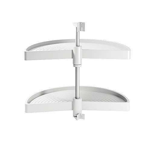Emuca - Guarnitura Girevole per Mobile ad Angolo di Cucina, cestelli girevoli a Mezzaluna di Ø650mm per Base di 800mm, Bianco