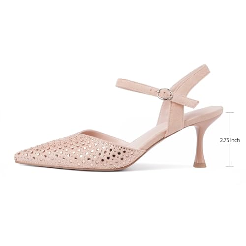 Image of CORNMOOD Stiletto Slingback Heels Pumps for Women | Glossy Patent Leather Kitten heel, Chic Dress Shoes for Modern Women, Ideal Wedding Evening Party and Work Office Outfit