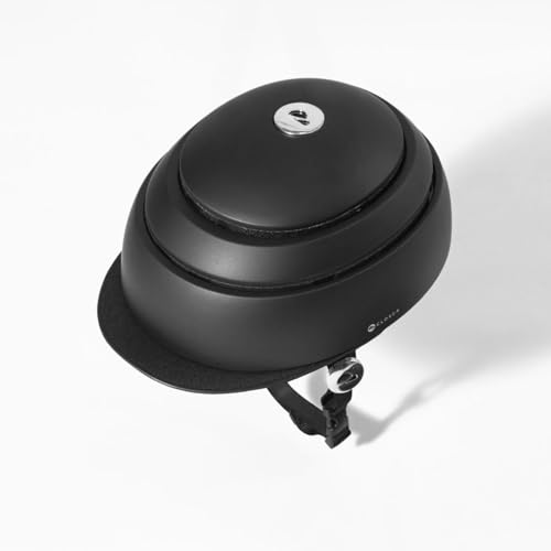 CLOSCA. Faltbarer Fahrradhelm. Fahrradhelm für Erwachsene mit Visier. Zertifizierter Fahrrad- und Elektrorollerhelm. Für Damen und Herren. (Schwarz/Schwarz, M)