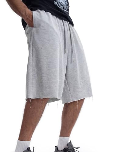 GLOKEE Mens Baggy Sweat Shorts Workout SweatShorts with Pockets 2026 Grey L
