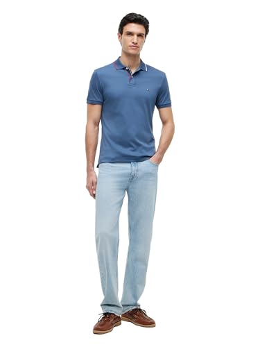 Image of Tommy Hilfiger Men's Short Sleeve Casual Polo Shirts in Slim Fit with Liquid Cotton and Cuff Designs