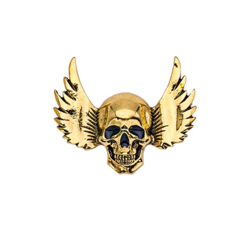 Image of Gothic Skull Head Brooch Pin Monster Wing Skeleton Broehes Women Men Suit Coat Jacket Accessories Punk Hat Bags Pants Badges Hippie Skull Pin for Halloween