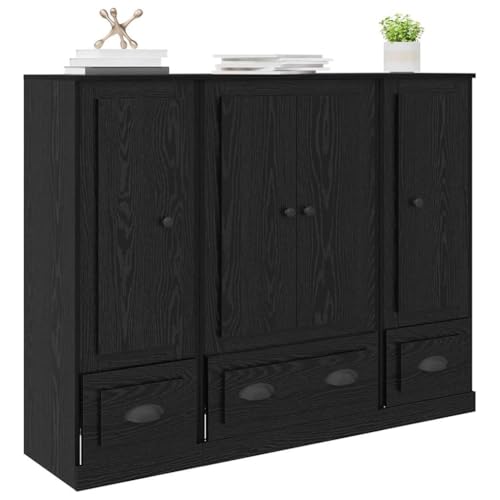 Aparador de roble negro de 3 piezas cómoda moderna de salón 4