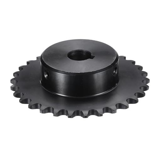 Image of uxcell #35 Chain Roller Sprocket B Type, 5 /8 inch Bore 30 Tooth Single Strand Chain Sprocket, Carbon Steel, Keyway with Set Screws