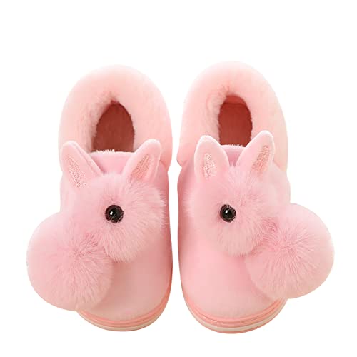 Uposao Zapatillas de algodón para niños y niñas, de invierno, de dibujos animados, con diseño de conejito dulce, cálidas, suaves, suaves, antideslizantes, de felpa para niños pequeños, 35-36 EU Cover