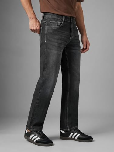 Image of Urbano Fashion Men's Relaxed Fit Washed Denim Jeans Non-Stretchable