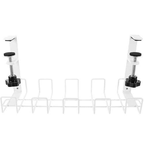 Organizador de Cables para Escritorio, Bandeja Porta Cables de Hierro Blanco, 36x11.5 cm, para Oficina en Casa miniatura 1