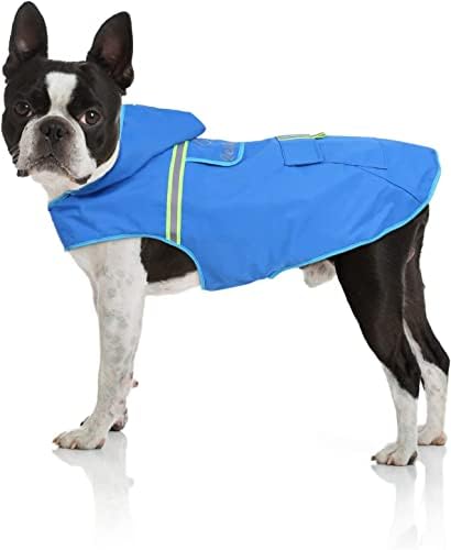 Bella & Balu Dog Raincoat - Waterproof dog coat with hood and reflectors for dry, safe walks, the dog playground and holidays with dog (M | Grey).